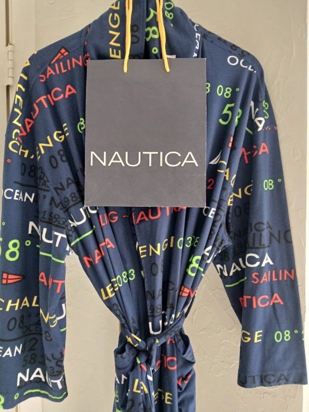 Men's NAUTICA Logo Cozy Fleece Robe One Size BONUS Gift Bag